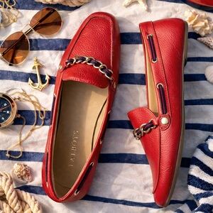 Talbots Red Chain Detail Loafers